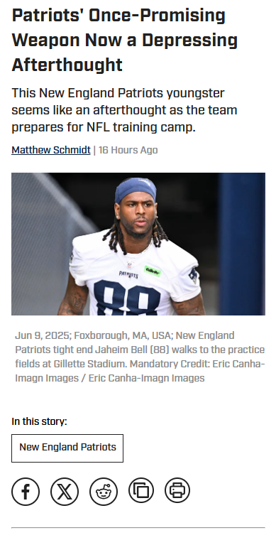 Is Jaheim Bell Already Out of the Pats’ Plans?