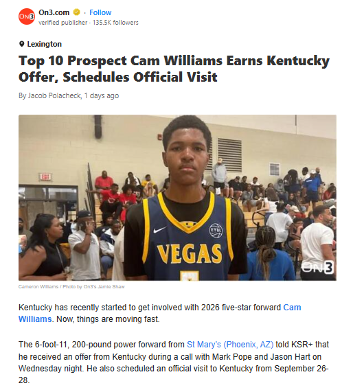 Big Blue Eyes Cam Williams for 2026