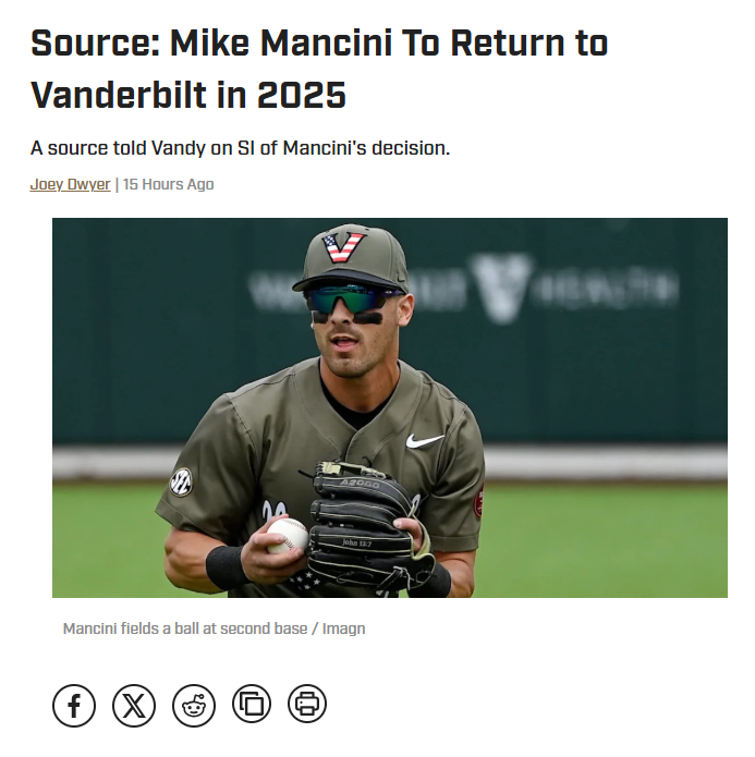 Mancini’s Back—Can Vandy Make Omaha Run?