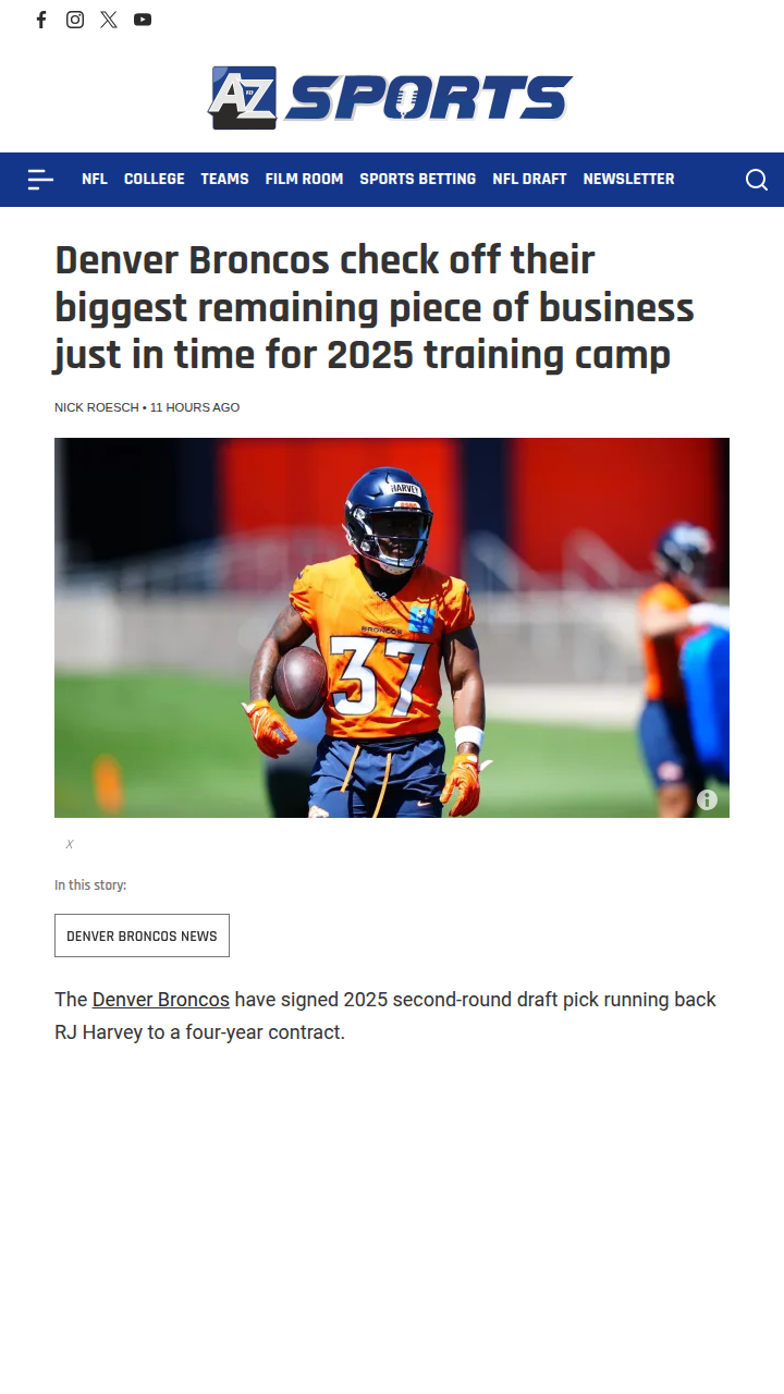 Broncos Ink RJ Harvey—Rookie Holdout Drama Over!