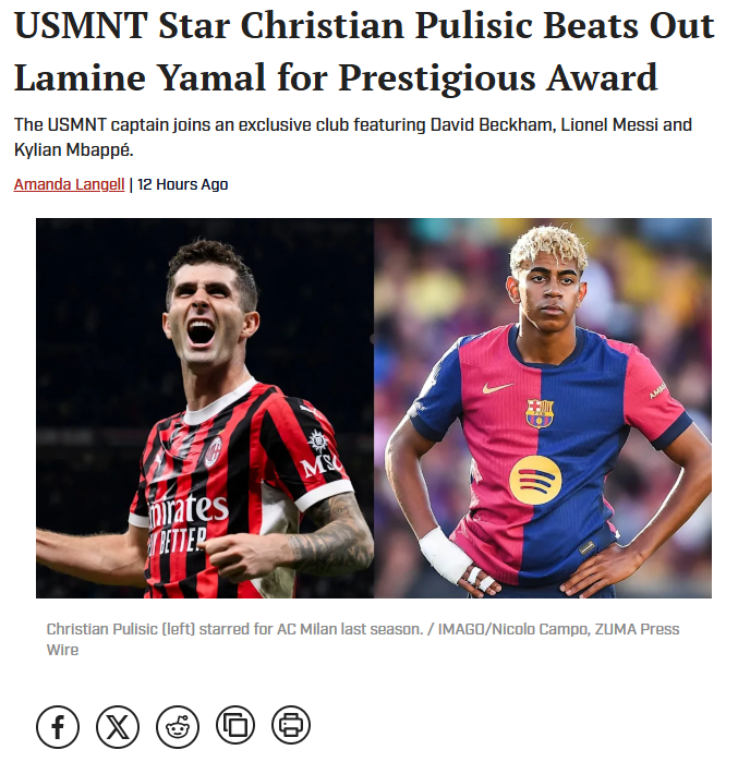 Pulisic Edges Yamal for ESPYS Glory!