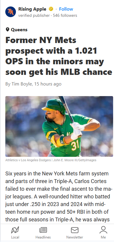 Carlos Cortes: From Mets Castoff to A’s Hope?