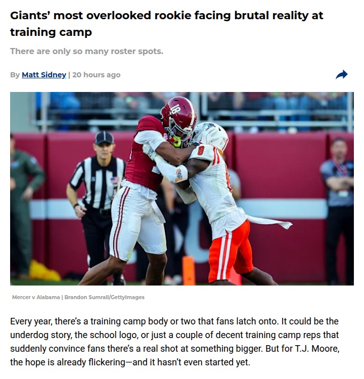 Is T.J. Moore Already on the Chopping Block?
