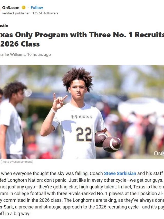 Longhorns Make History with 3 No. 1 Recruits!