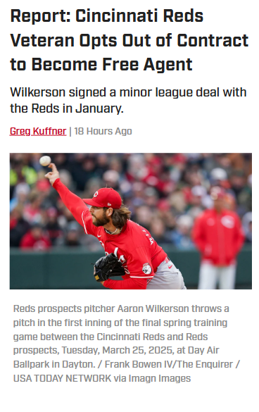 Wilkerson Walks: Reds Vet Eyes New Opportunity