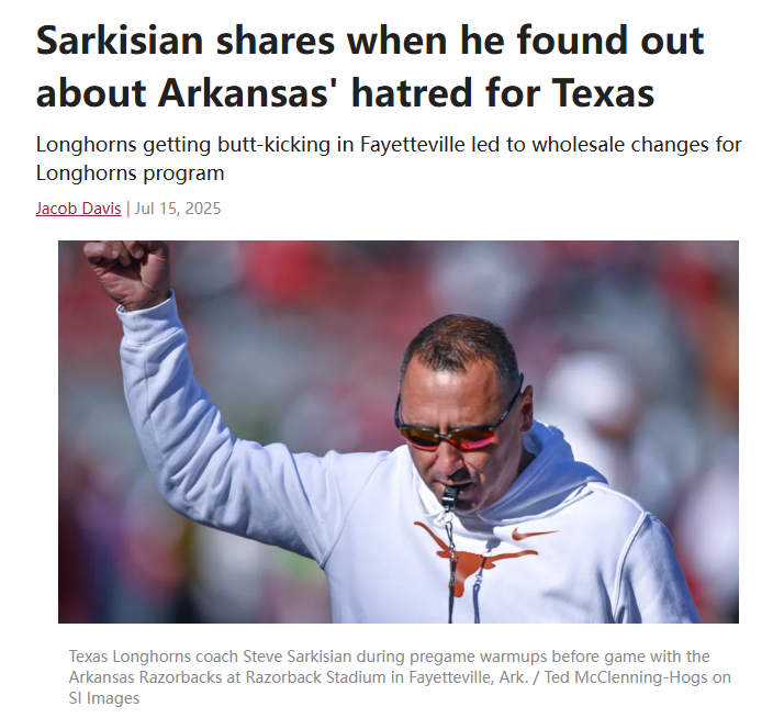 Sark Learns Razorback Rivalry the Hard Way