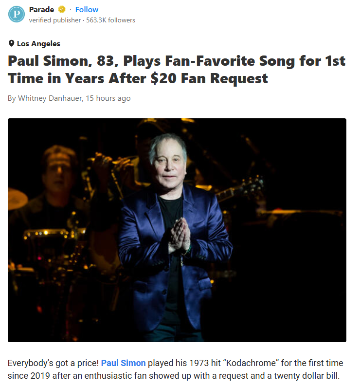 Paul Simon Sings for $20?! 😲
