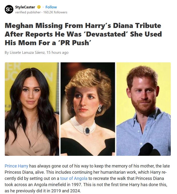 Meghan’s Absence Sparks Diana Tribute Drama 🧐