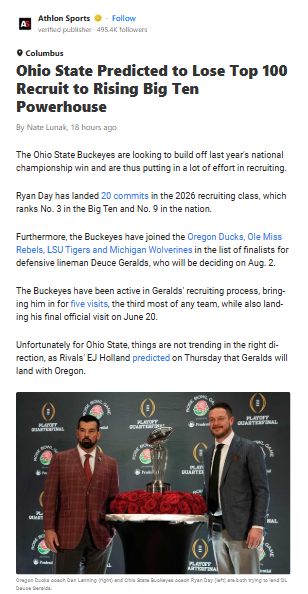 Buckeyes Losing Deuce to the Ducks?