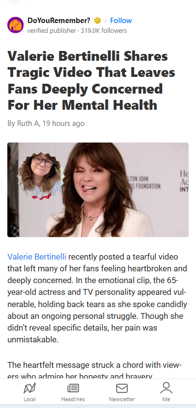 Valerie Bertinelli’s Tearful Confession