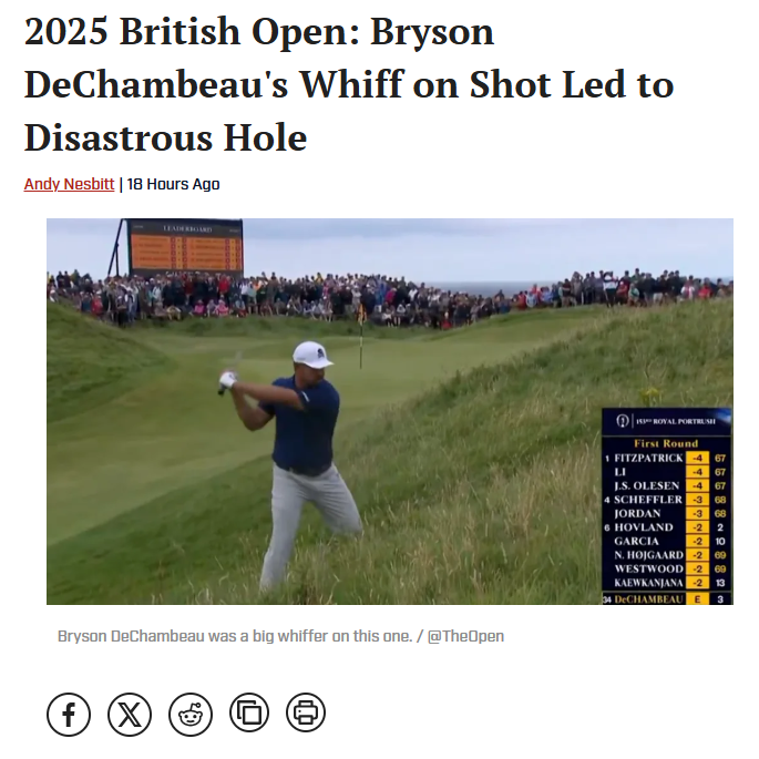 Bryson’s Big Whiff at Royal Portrush