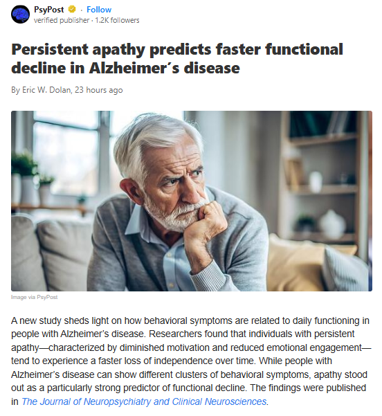 Apathy = Faster Decline in Alzheimer’s?
