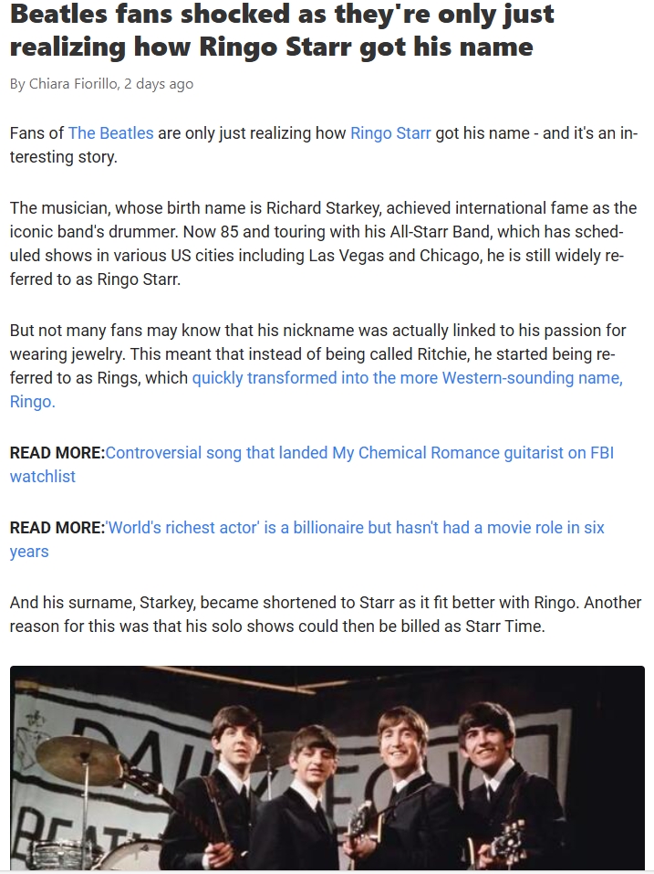 Ringo’s Name Origin Shocks Beatles Fans 🤯