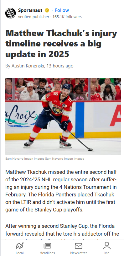 Panthers’ Heartbeat: Tkachuk Out Till Xmas?