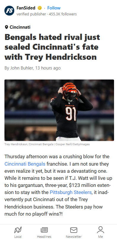 Steelers’ Watt Deal Spells Trouble for Bengals