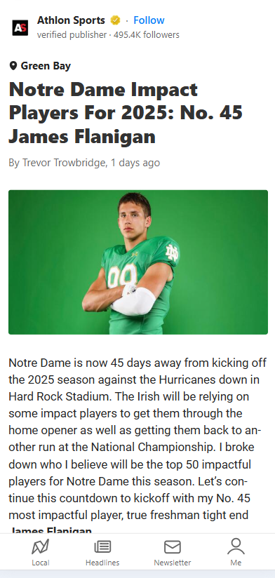 Can Flanigan Be ND’s Next Freshman Phenom?