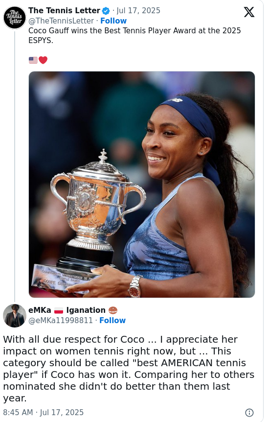 Gauff’s ESPY Win: Fair or Fan Favorite?