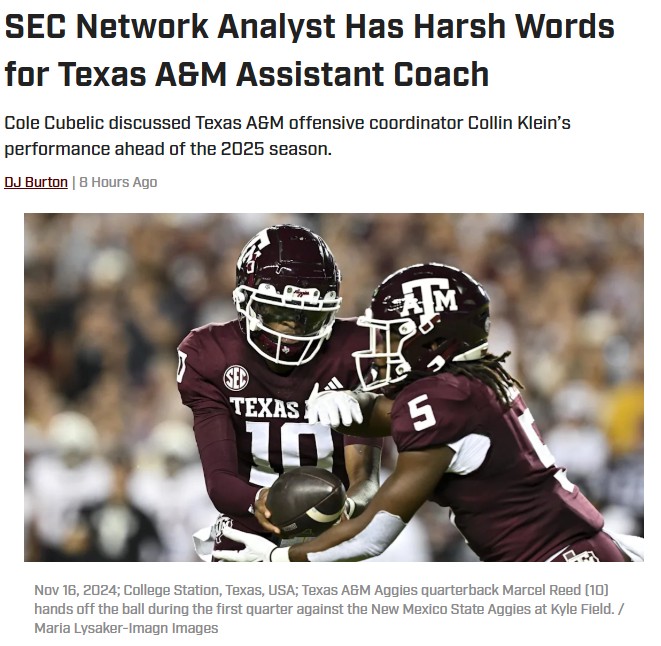 Is Klein Ignoring Aggies’ Ground Game?