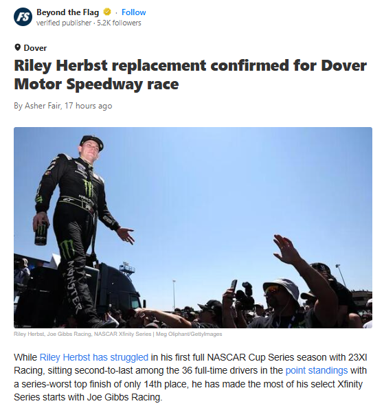 Monster Mile Shakeup: Almirola In, Herbst Out