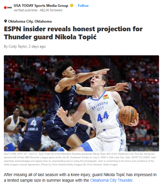 Is Topić the Thunder’s Next Hidden Gem?