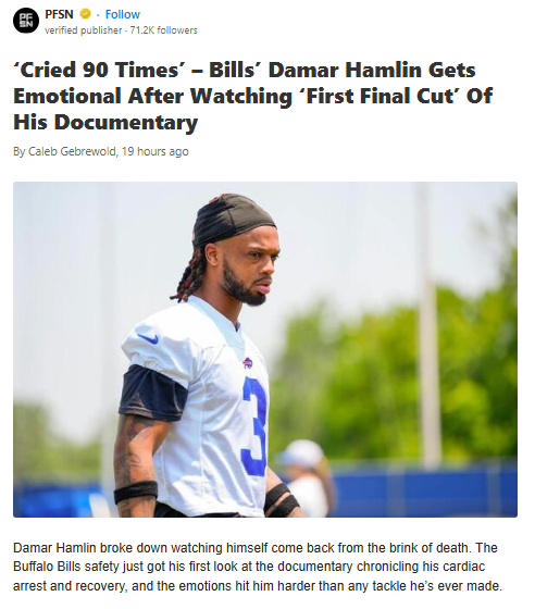 Damar Hamlin’s Tears Over His Doc 😭