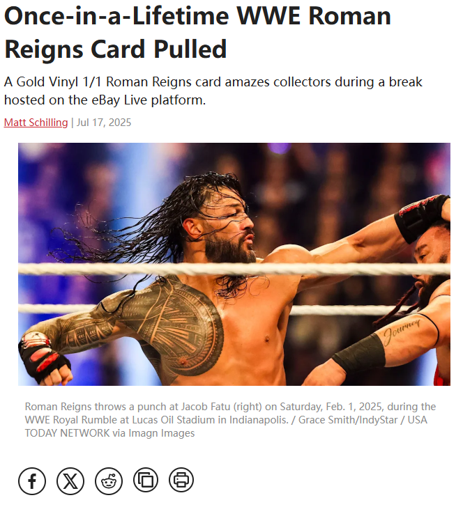Roman Reigns 1/1 Card Shocks the Hobby!