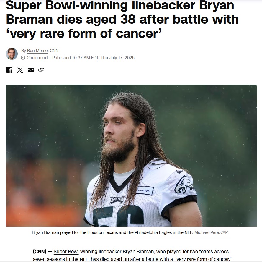 NFL Underdog Bryan Braman Gone Too Soon