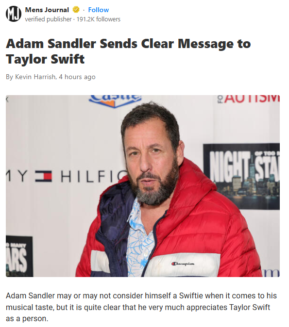 Adam Sandler Gushes Over Taylor Swift! 💬