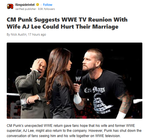 CM Punk Nixes On-Screen Reunion With AJ Lee