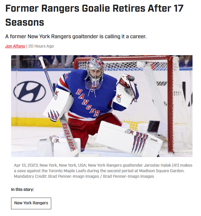 Halak Hangs Up the Pads After Epic Run