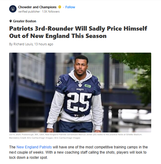 Is Marcus Jones Playing His Last Pats Season?
