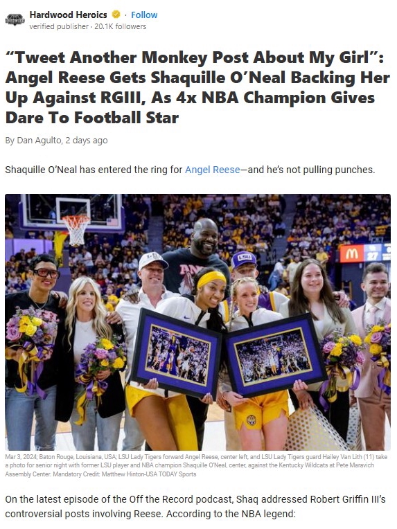 Shaq Steps Up for Angel Reese