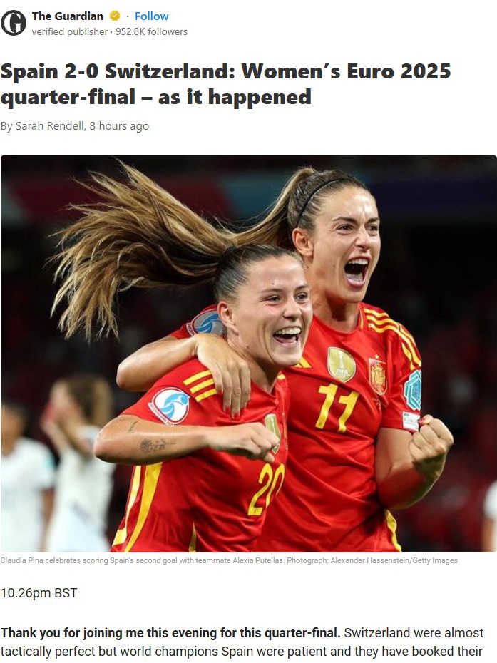 Spain Break Swiss Hearts in Historic Clash