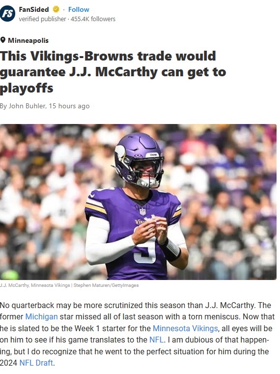 Should the Vikes Go All-In for Newsome?