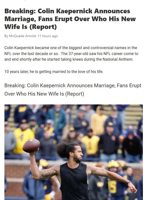 Colin Kaepernick’s Secret Wedding?!