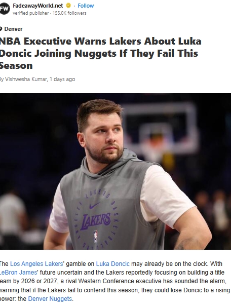 Could Luka Bolt for Denver If Lakers Stumble?