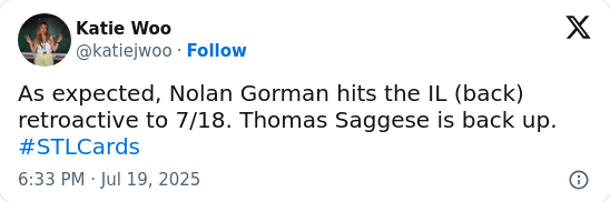 Gorman Hits the IL—Cards’ Playoff Hopes Wobble