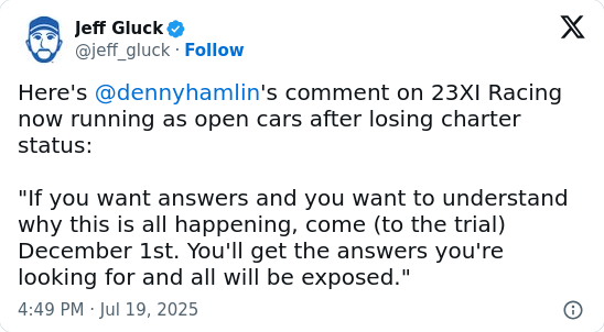 Hamlin Drops Bombshell on NASCAR Drama
