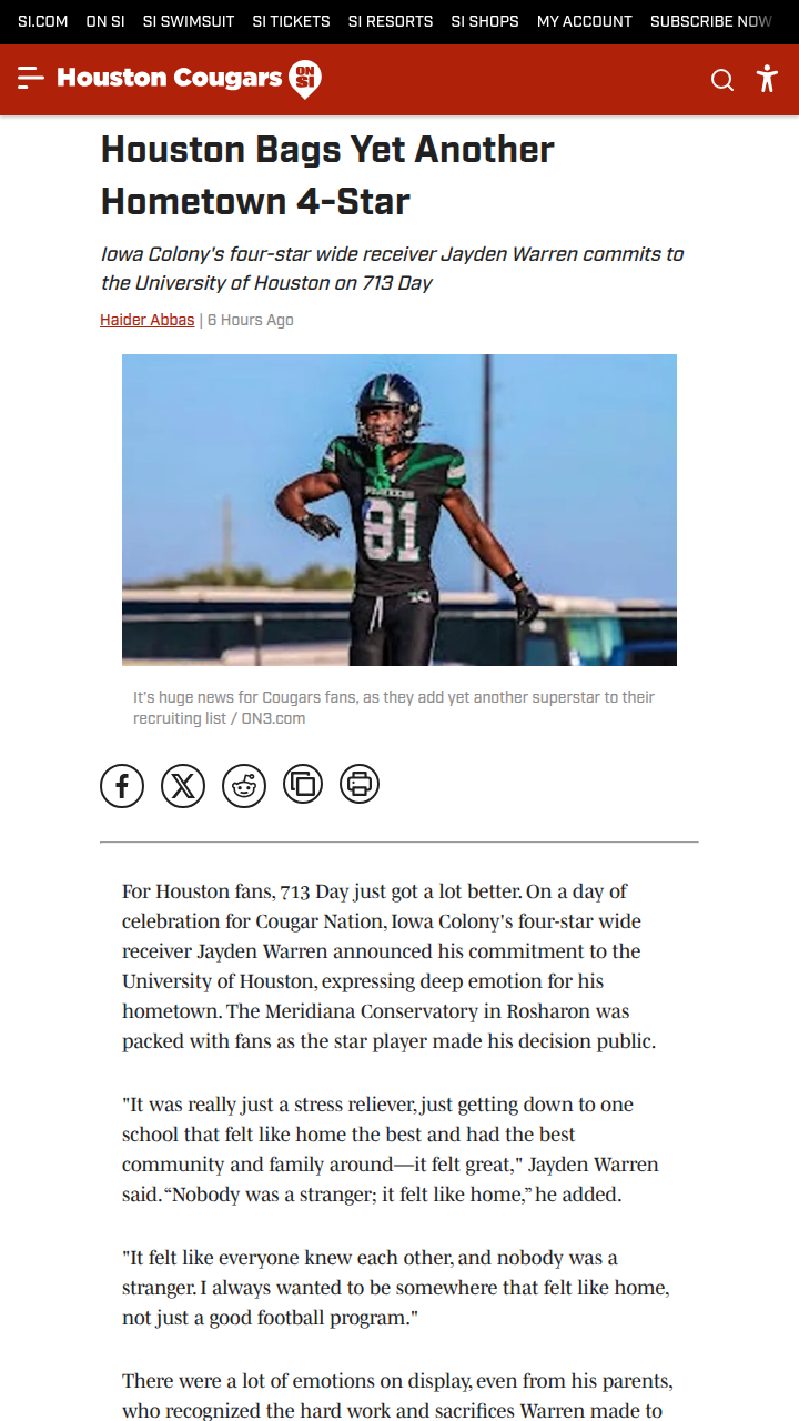 Jayden Warren: Hometown Hero Chooses Coogs!