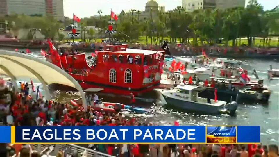Eagles Fans Take Over the Delaware—By Boat!