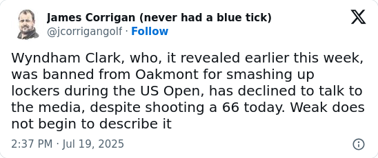 Wyndham Clark Ducks Media After Oakmont Ban