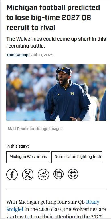 Irish Edge Out Wolverines for Top QB?