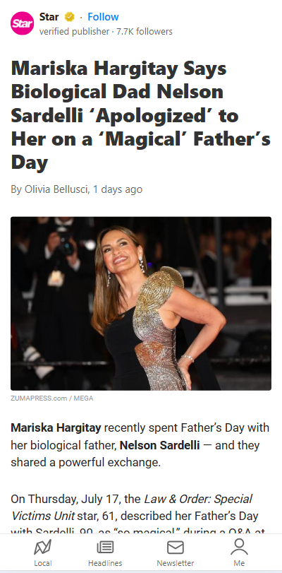 Mariska’s Father’s Day Bombshell