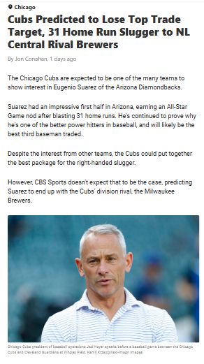 Will the Brew Crew Steal Suarez from the Cubs?