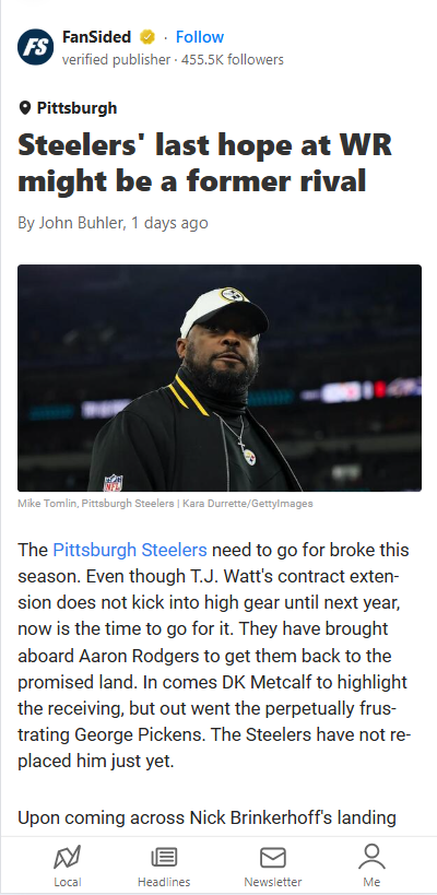 Should the Steelers Roll the Dice on Coop?