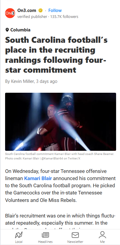 Gamecocks Leap in Rankings After Blair’s Pledge