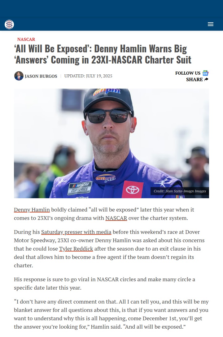 Hamlin Drops Bombshell on 23XI-NASCAR Drama