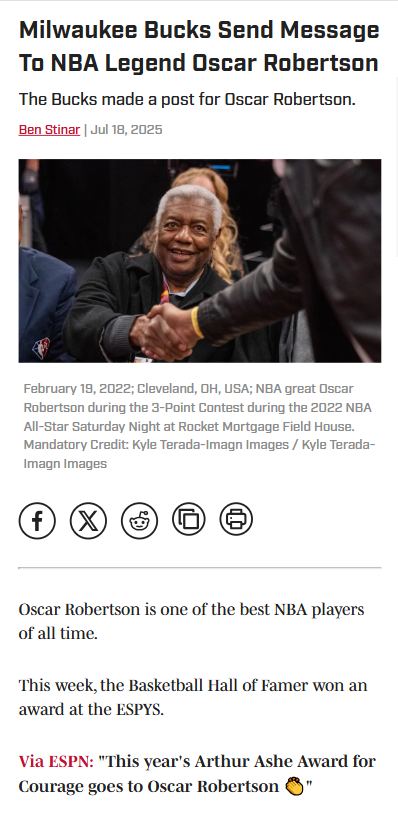 Big O Honored: Bucks Salute a Legend