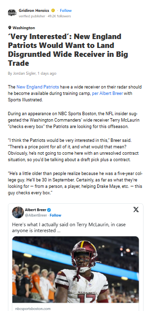 Could Scary Terry Join the Pats WR Room?