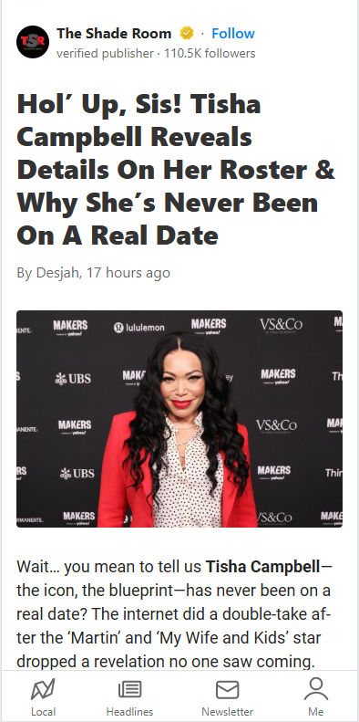 Tisha Campbell Never Had a Real Date?! 😳